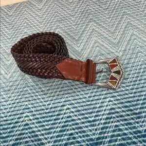 Etro Brown and Silver Braided Leather Belt ETRO Reversible woven suede and leather belt | NET-A-PORTER main image 4